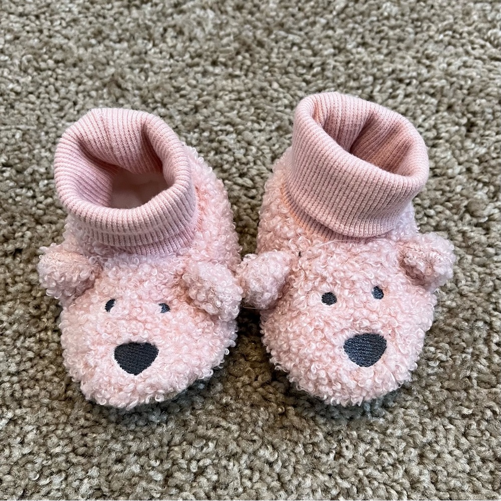 Cozy Pink Bear Booties